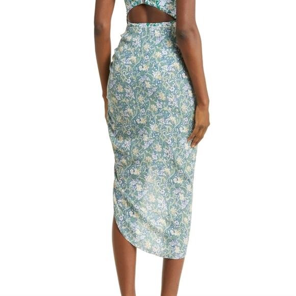 Veronica Beard Dark Seafoam Multi Hazel Ruffle Asymmetrical Skirt M - Picture 2 of 12